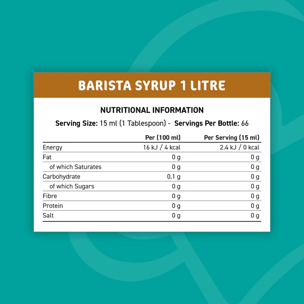 Barista Syrup 1 Litre Nutritionals